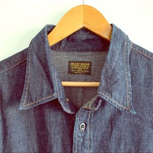 JEANS SHOP 100% Denim Button Down Shirt